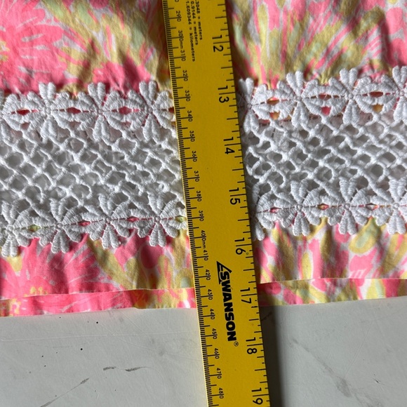 Lilly Pulitzer Pink and Yellow Floral Skirt with White Lace - Picture 8 of 12